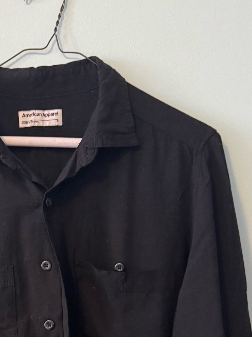 Vintage American Apparel Rayon Black Long-Sleeve Button Down Shirt